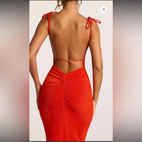 NOELIA
Textured Jersey Open Back Maxi Dress in Fiery Red - Picture 4 of 11